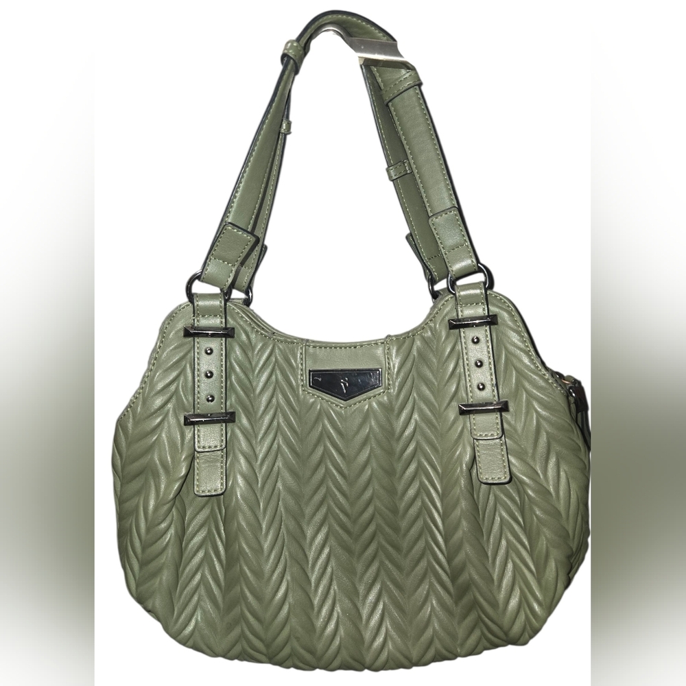 Simply Vera Wang Green Satchel Purse/Bag  Textured Design Faux Leather Like New